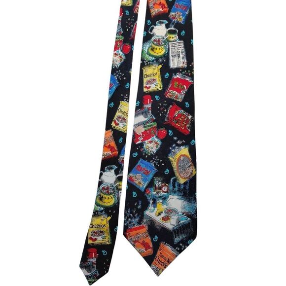 Rare Vintage General Mills Cereal Celebration Tie 100% Silk - Picture 2 of 14